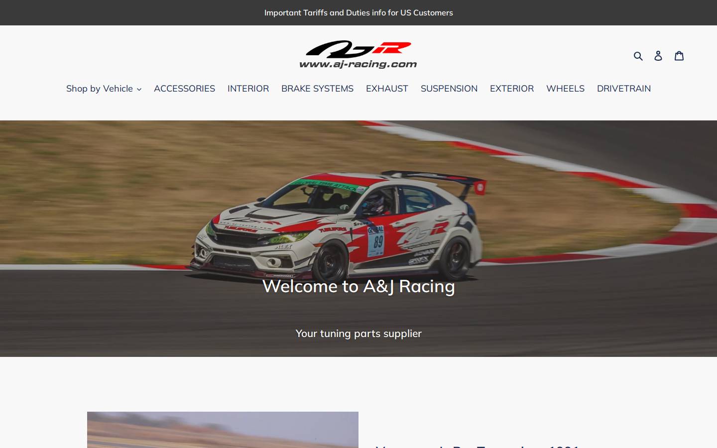 aj-racing.com homepage screenshot