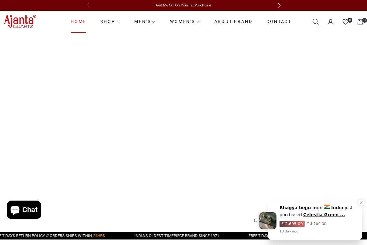 ajantawatchcompany.com homepage screenshot