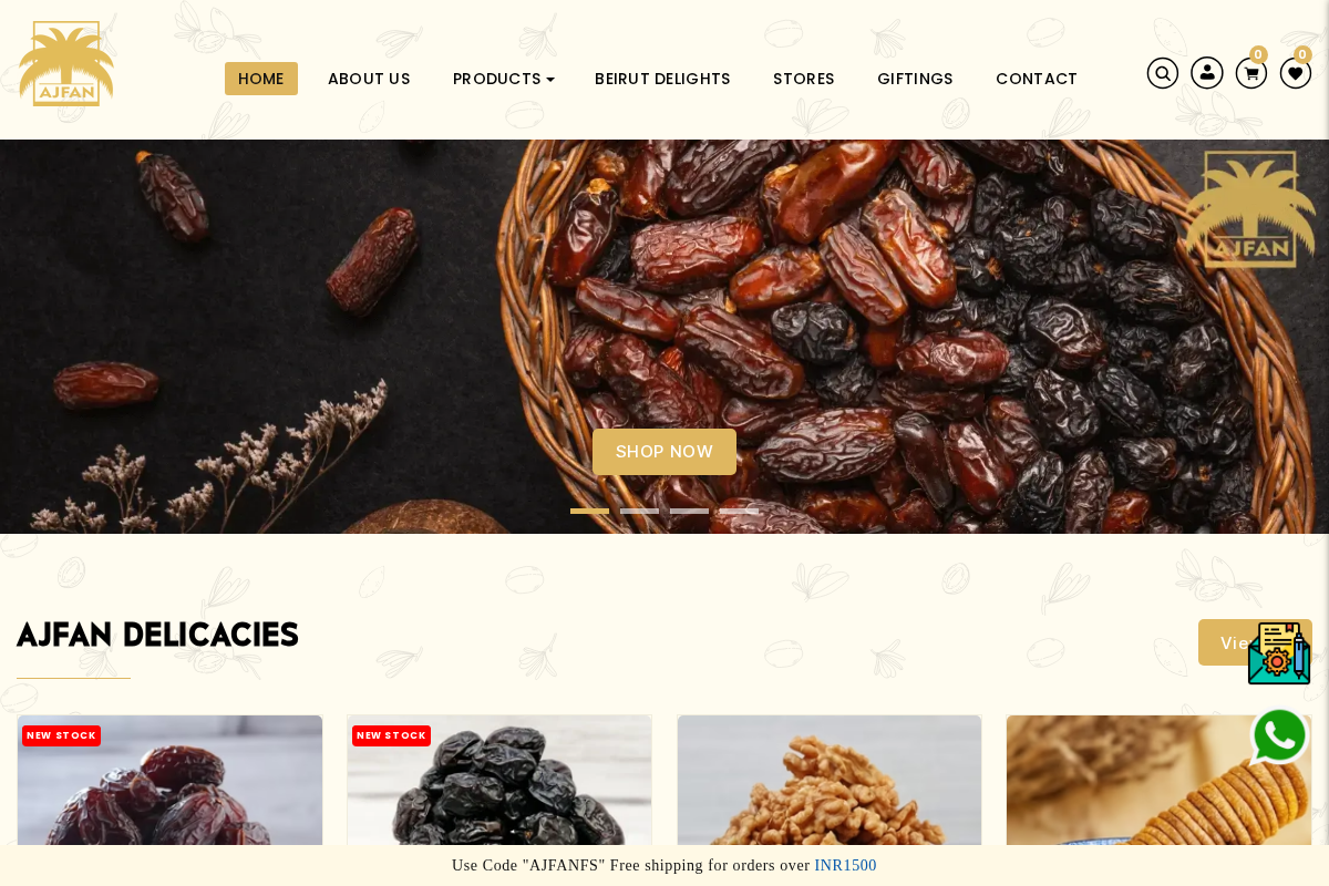 Ajfan Dates And Nuts homepage screenshot