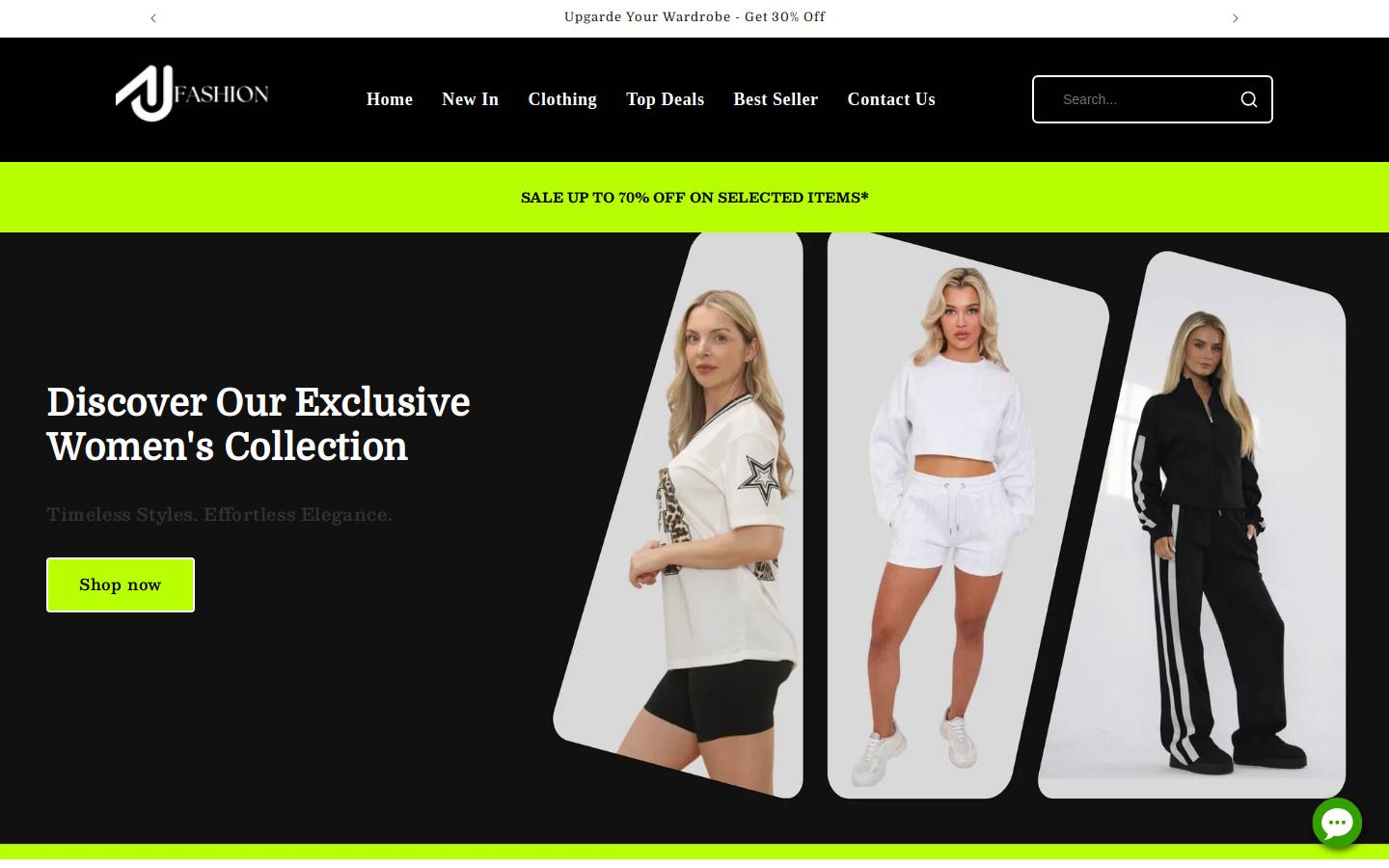 ajfashions.shop homepage screenshot