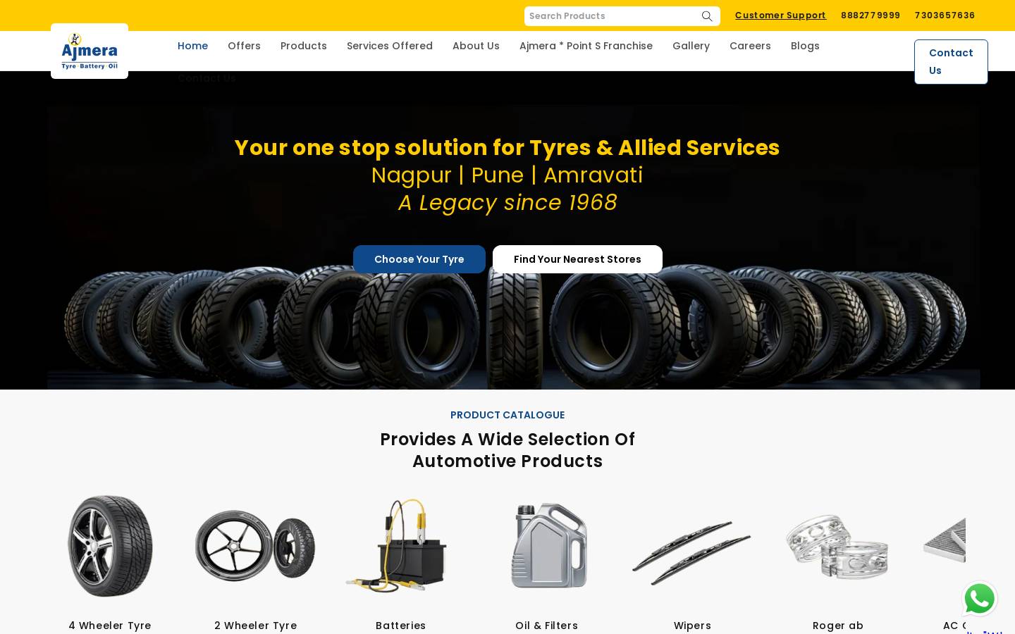 ajmeratyres.com homepage screenshot