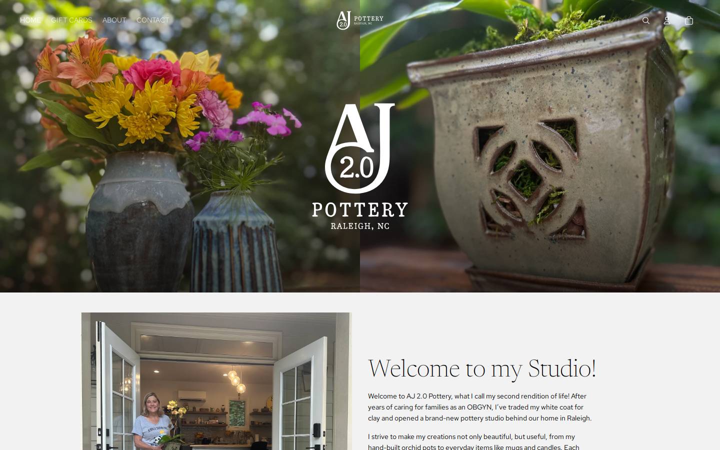 ajpottery.com homepage screenshot