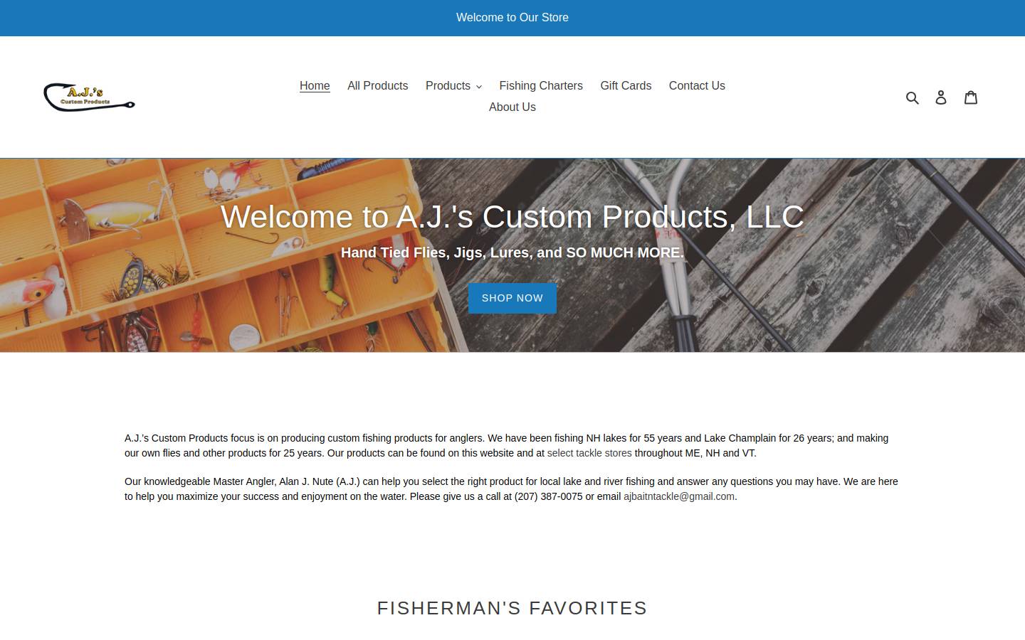 ajsbaitandtackle.com homepage screenshot