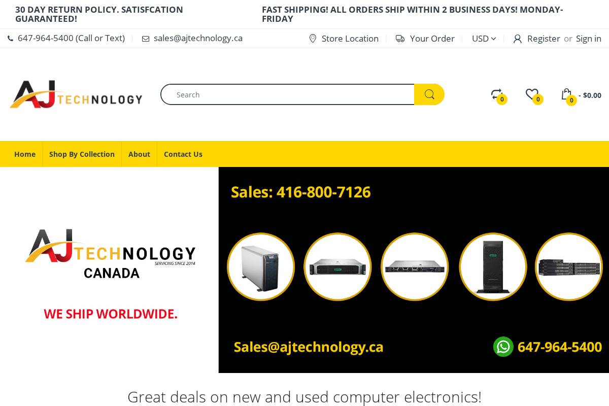 ajtechnology.ca homepage screenshot