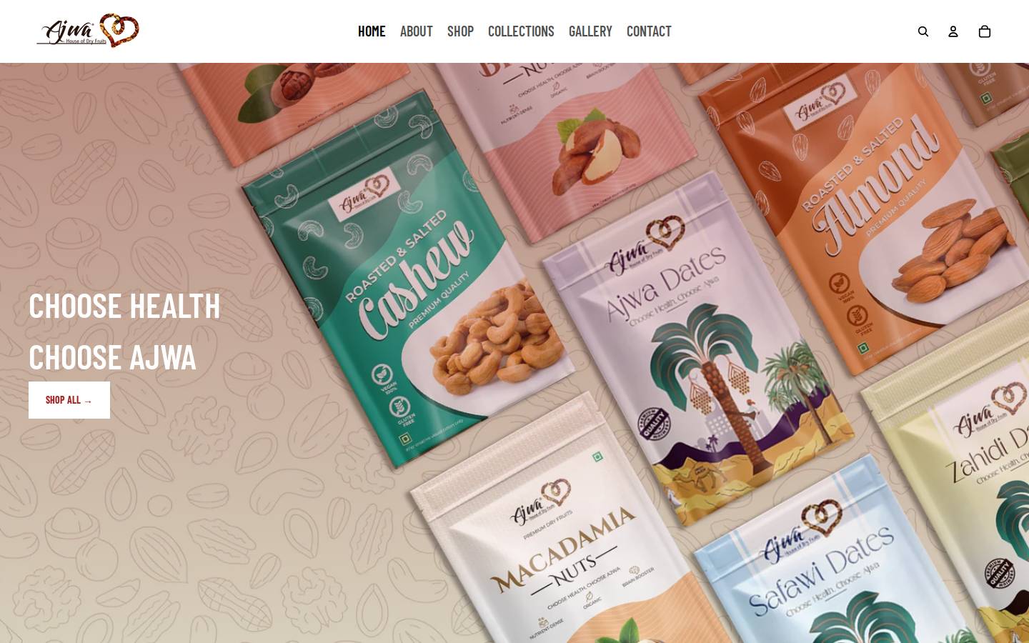 ajwadryfruits.com homepage screenshot
