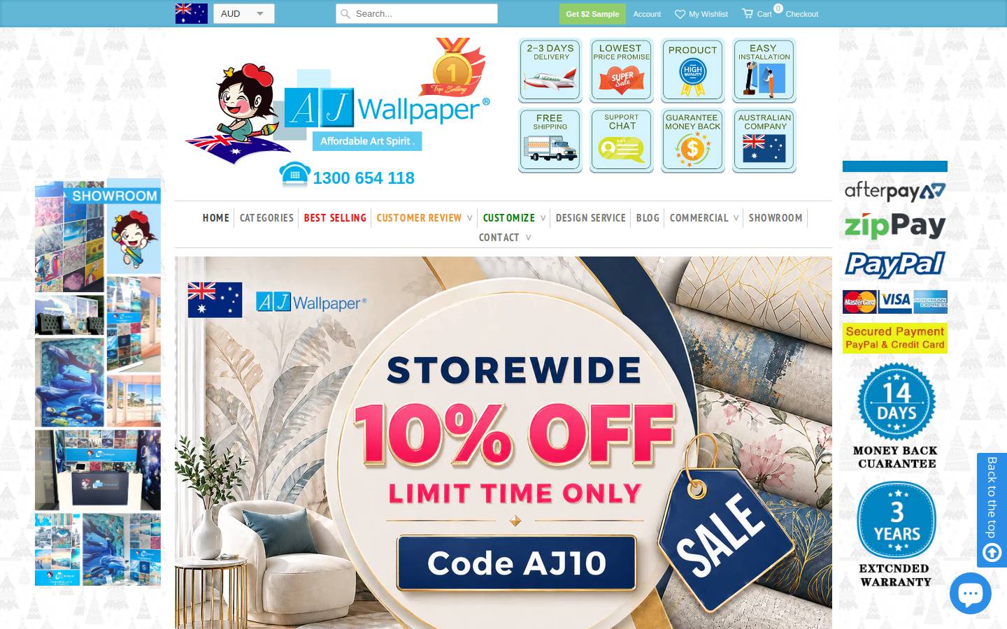 ajwalls.com.au homepage screenshot