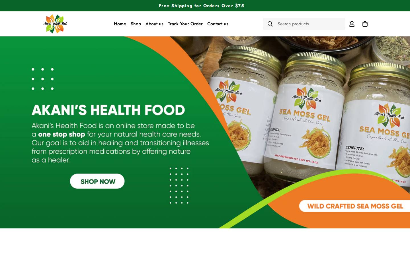 akanishealthfood.com homepage screenshot