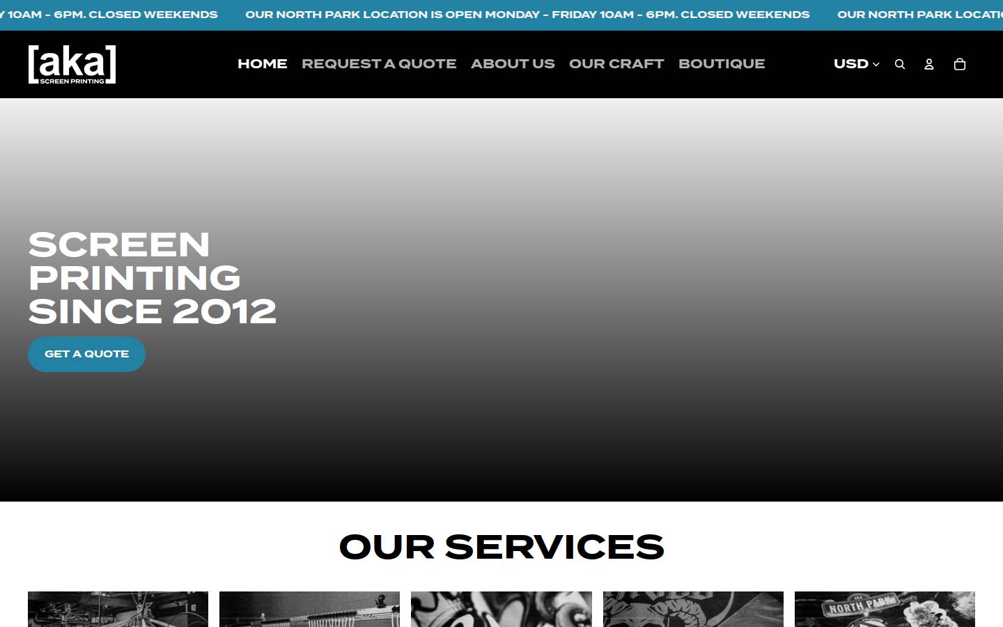 akascreenprinting.com homepage screenshot