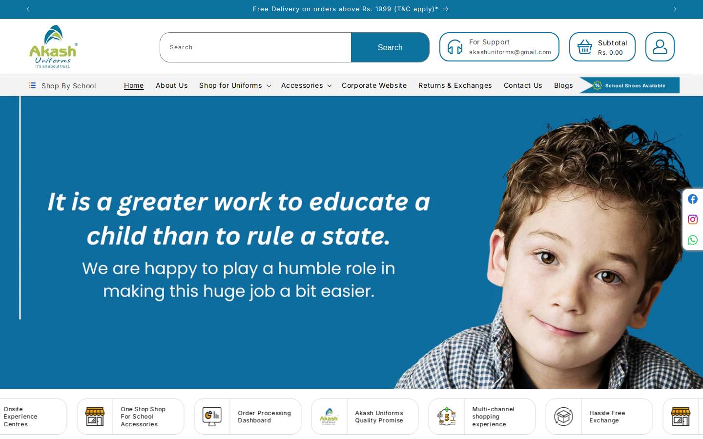 akashuniforms.com homepage screenshot