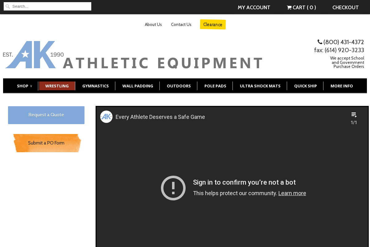 AK Athletic Equipment, Inc. homepage screenshot