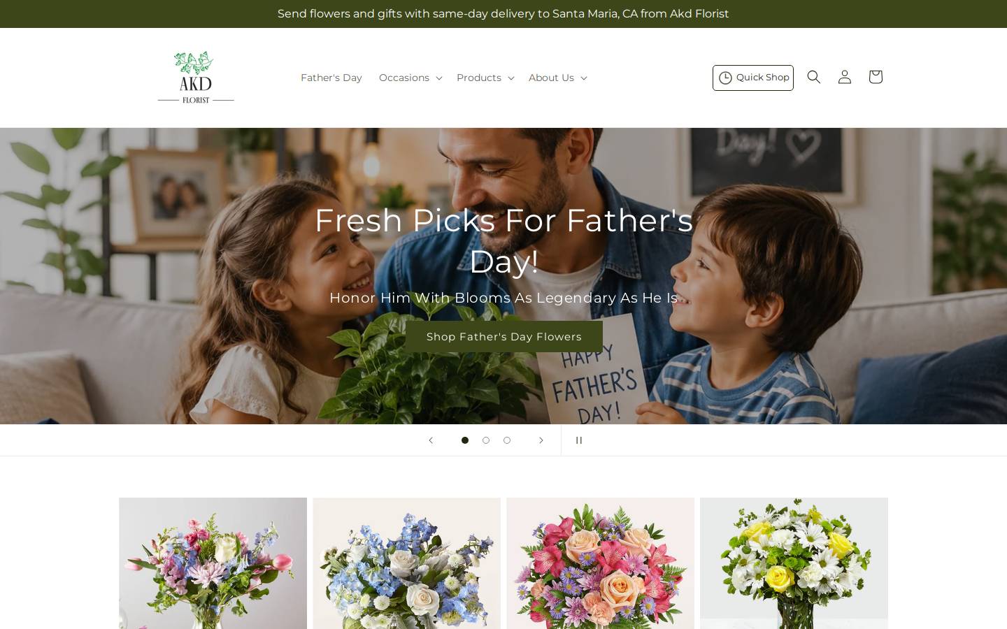 akdflorists.com homepage screenshot