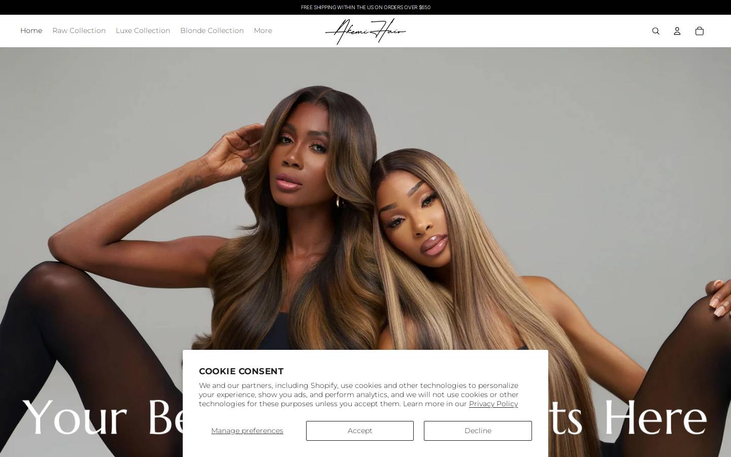 akemihair.com homepage screenshot