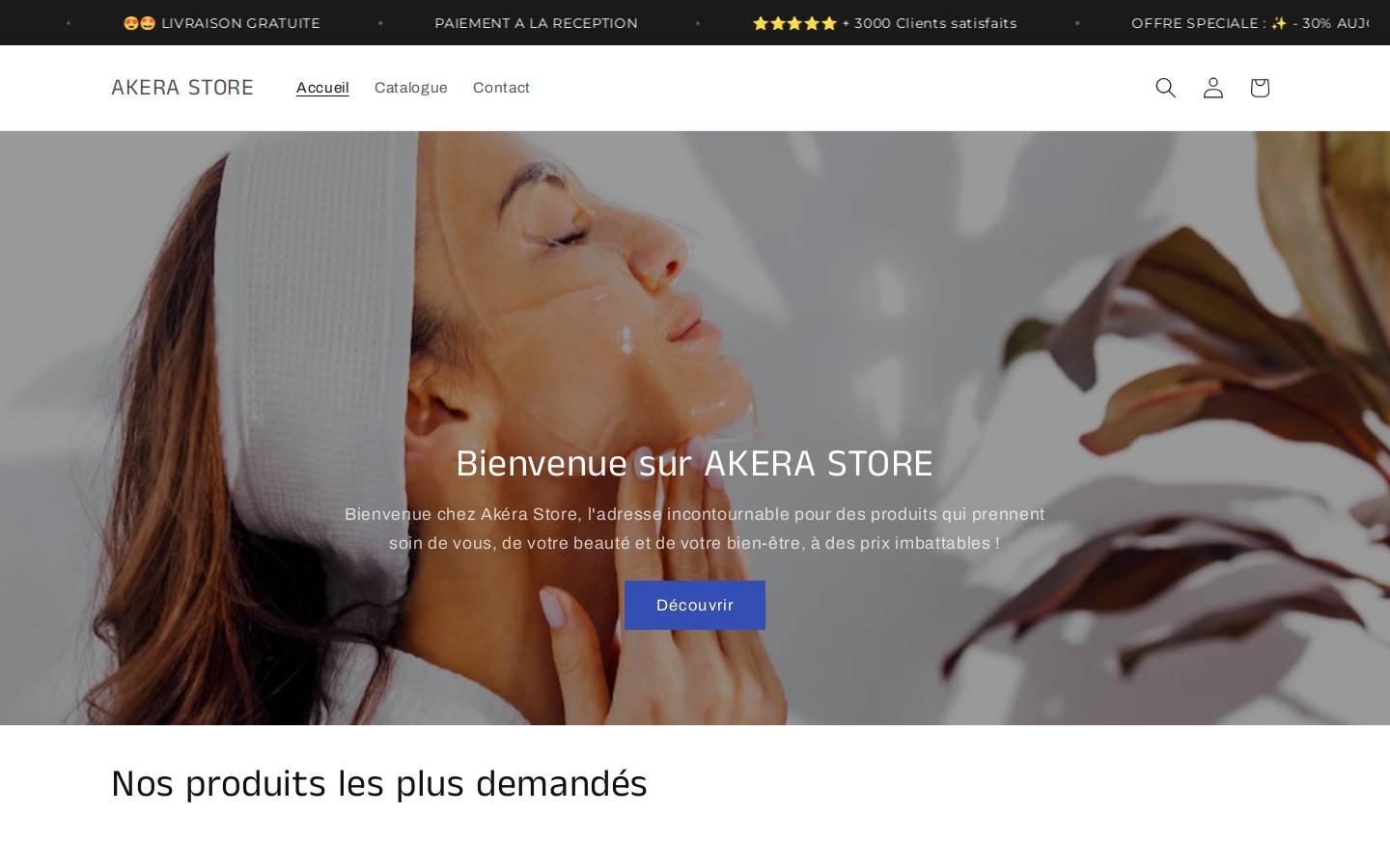 akerastore.com homepage screenshot