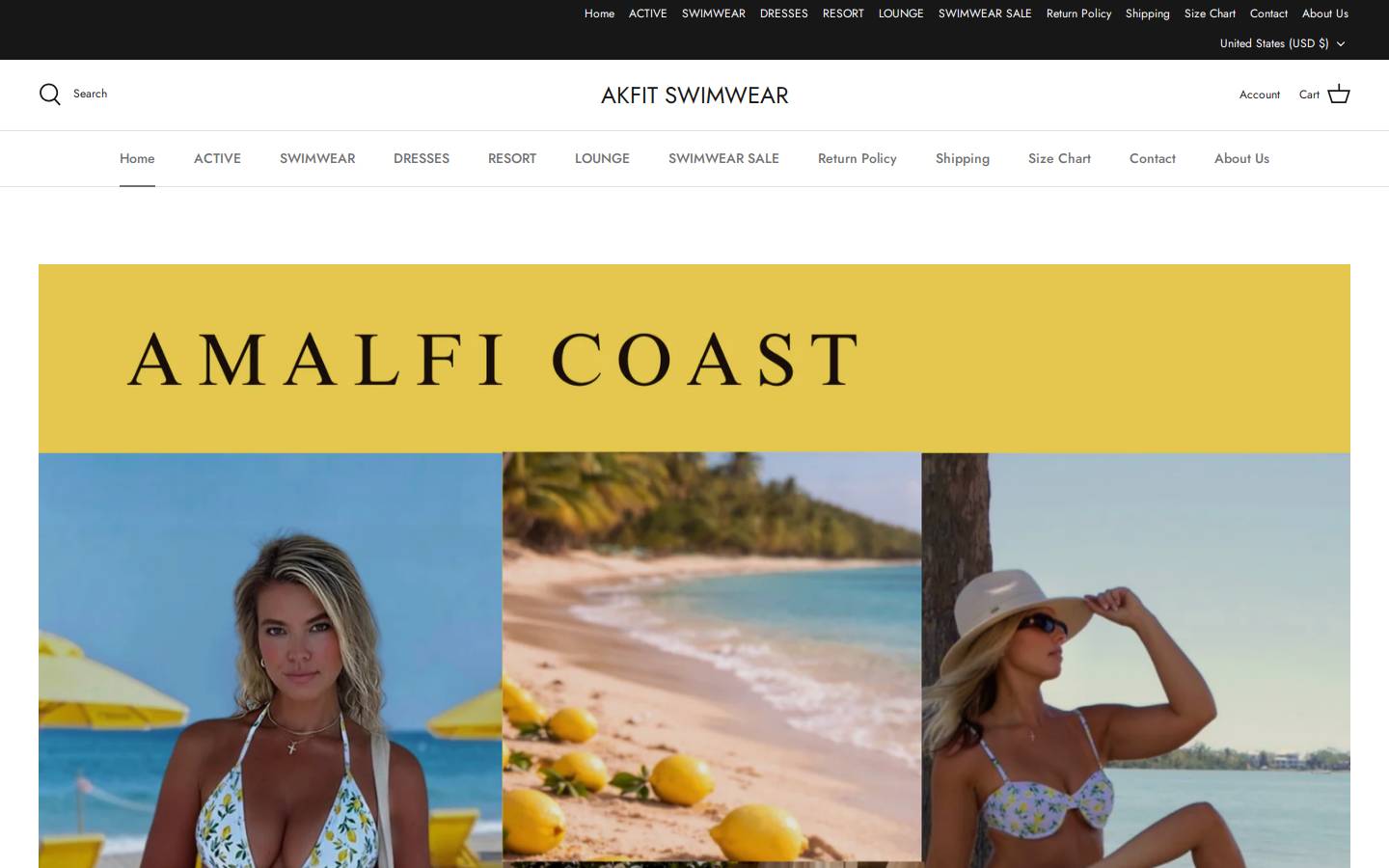 akfitswimwear.com homepage screenshot