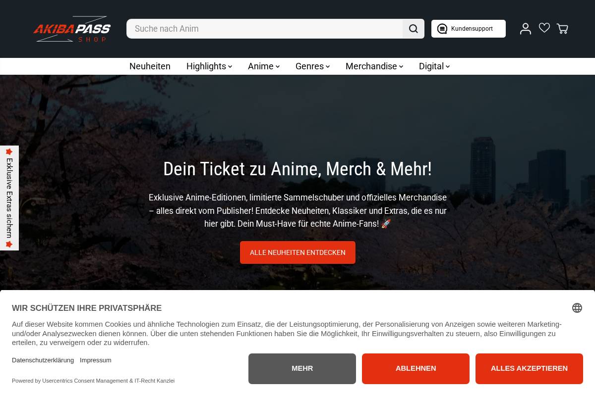 akibapassshop.de homepage screenshot