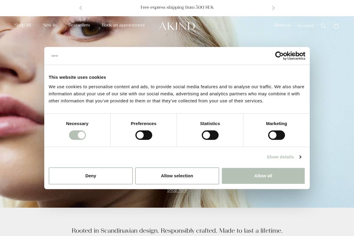 AKIND homepage screenshot