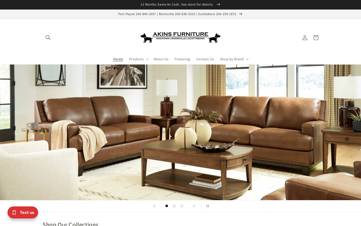 Akins Furniture homepage screenshot