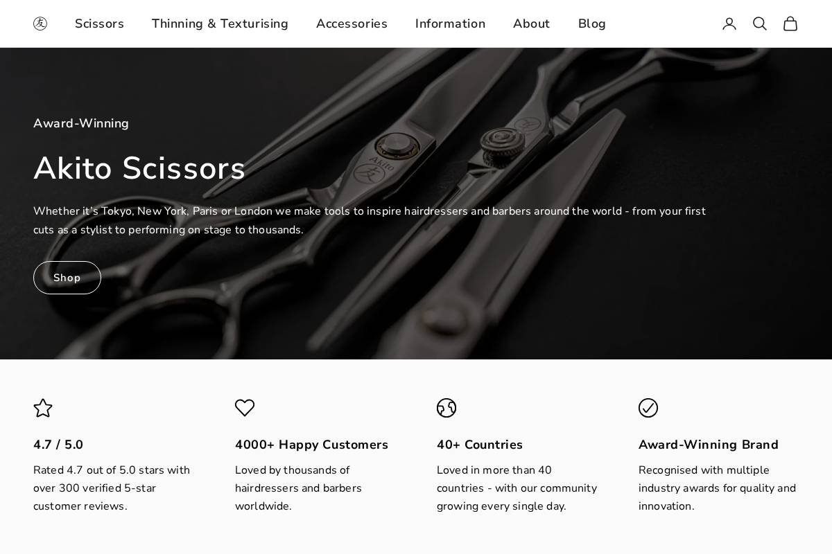 Akito Scissors homepage screenshot
