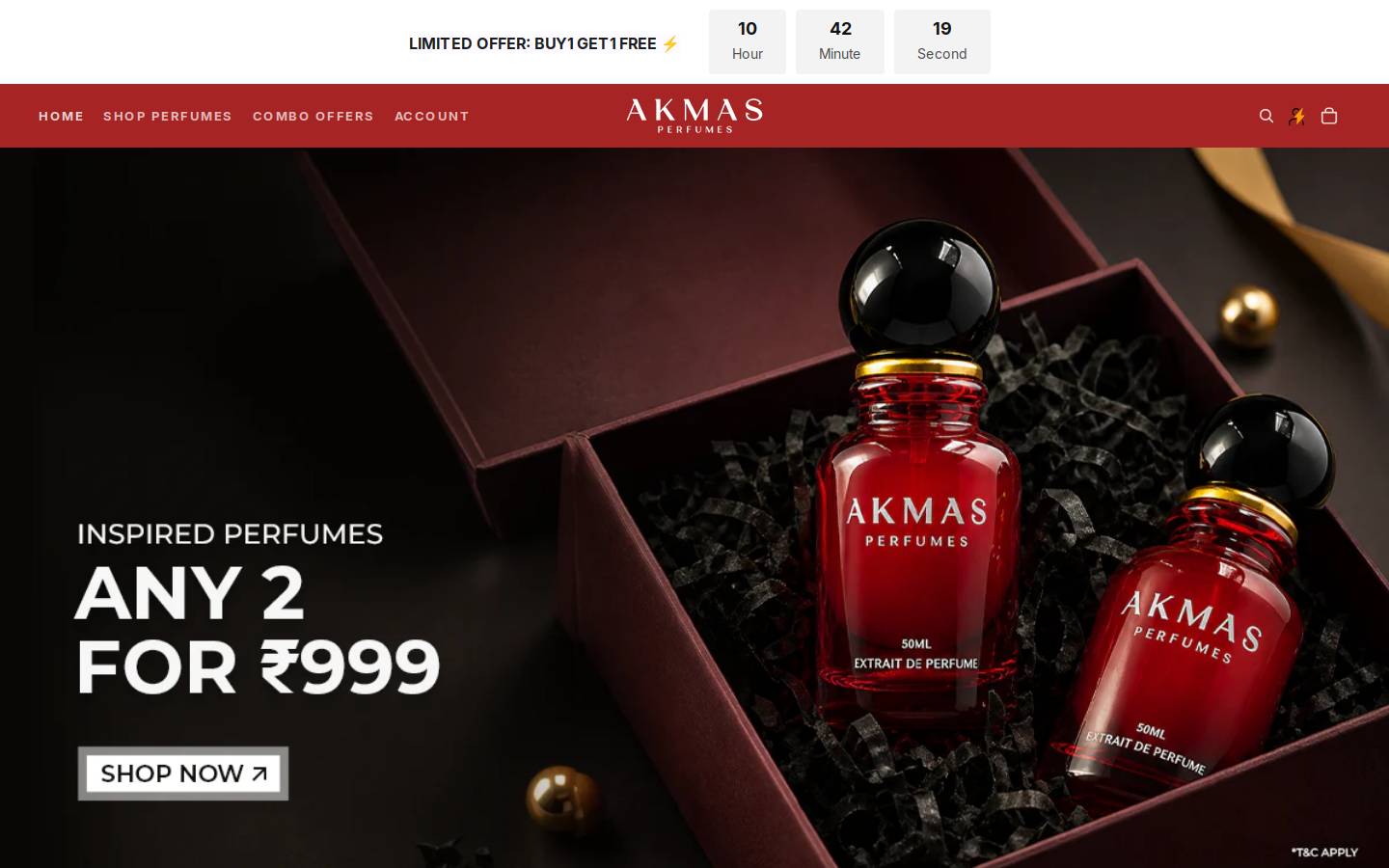 Akmas Perfumes homepage screenshot