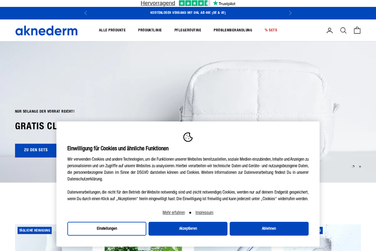 aknederm homepage screenshot
