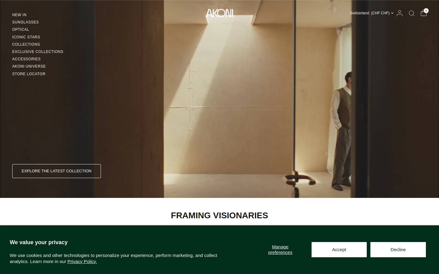 Akoni homepage screenshot