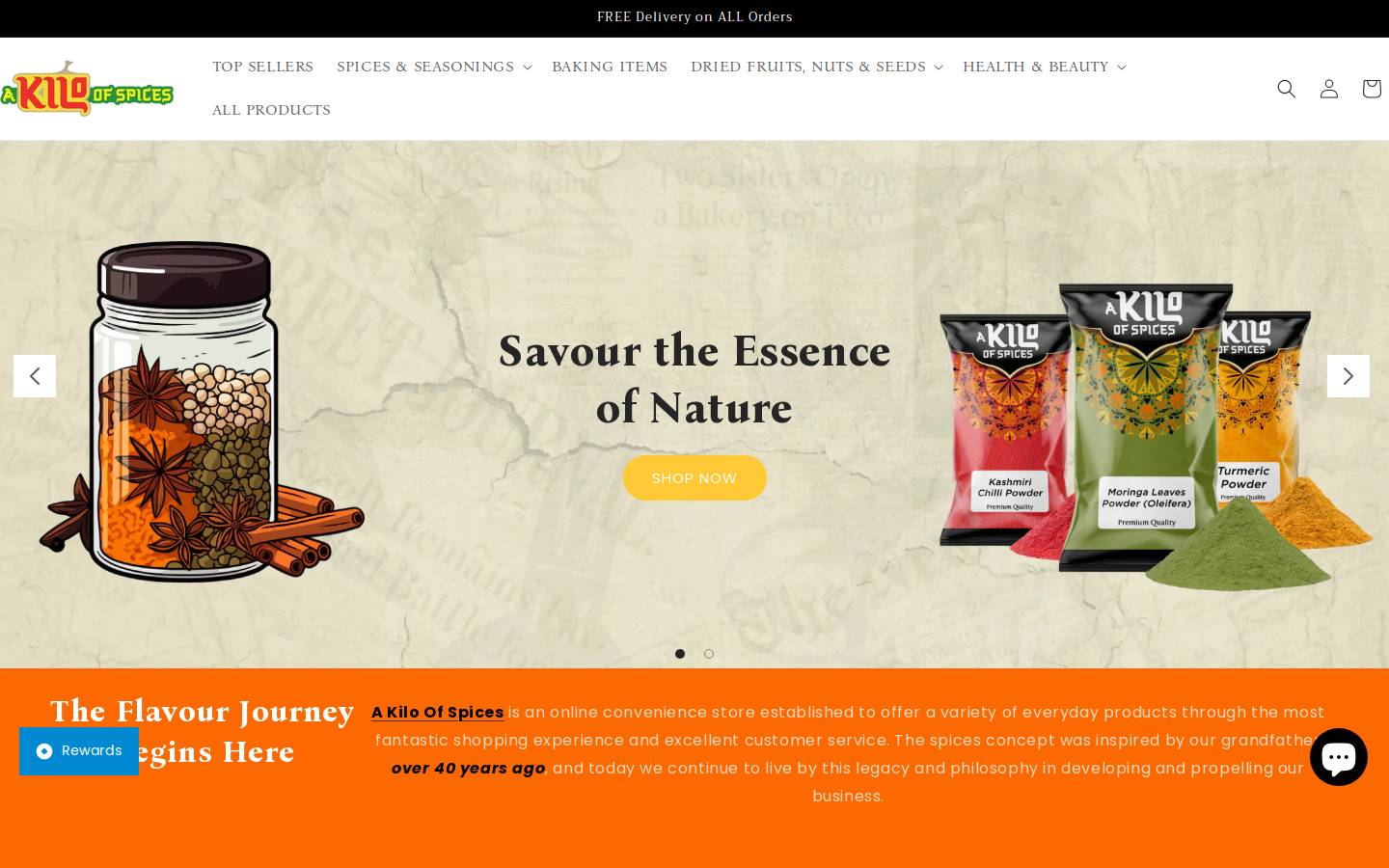 Akospices homepage screenshot
