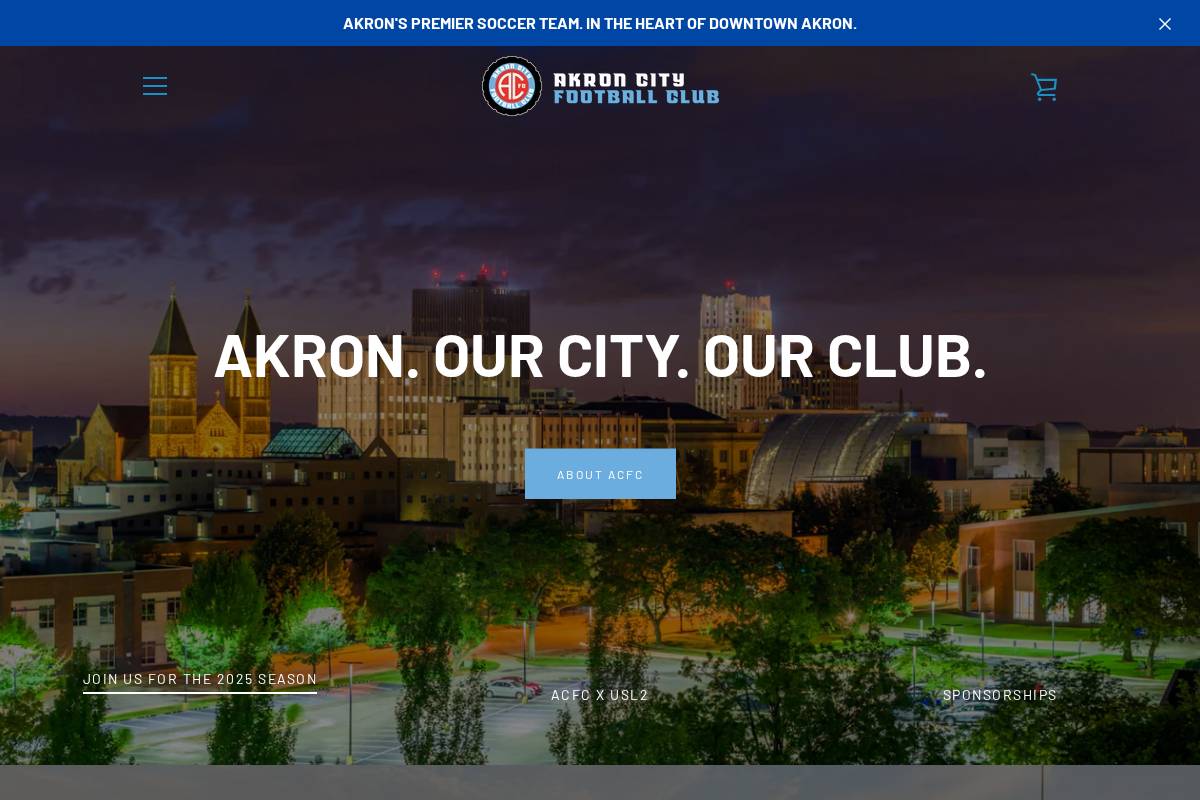akroncityfc.com homepage screenshot