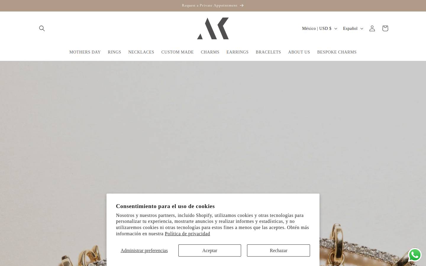 aksalinasjewelry.com homepage screenshot