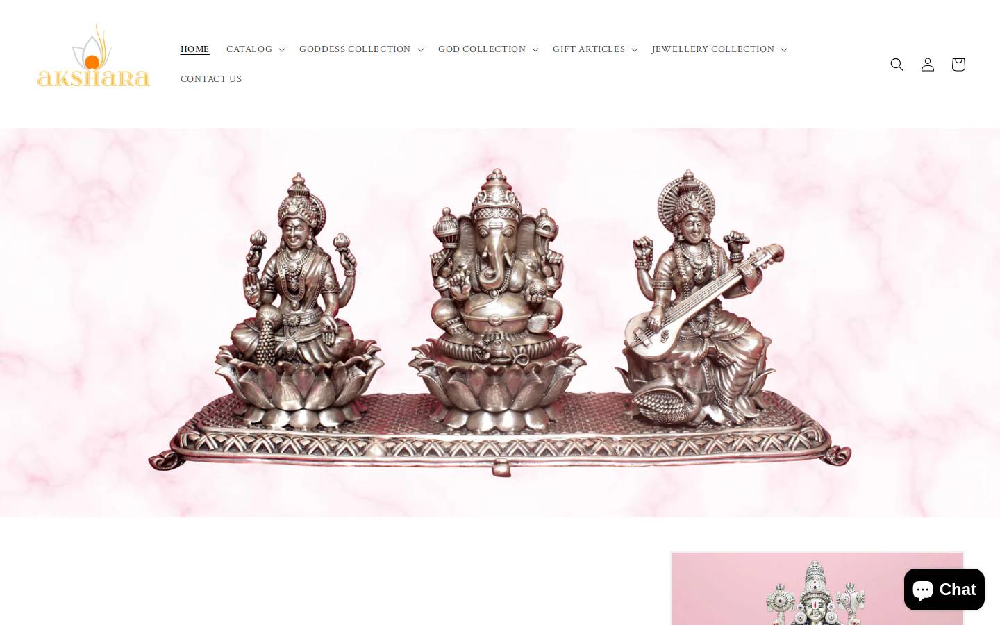 aksharasilver.com homepage screenshot