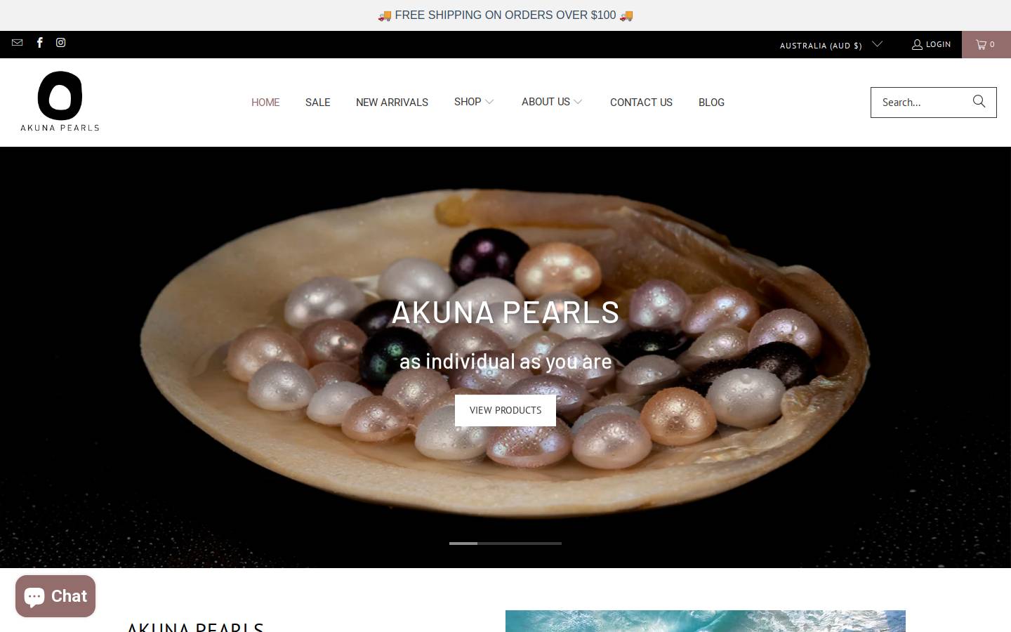 akunapearls.com.au homepage screenshot