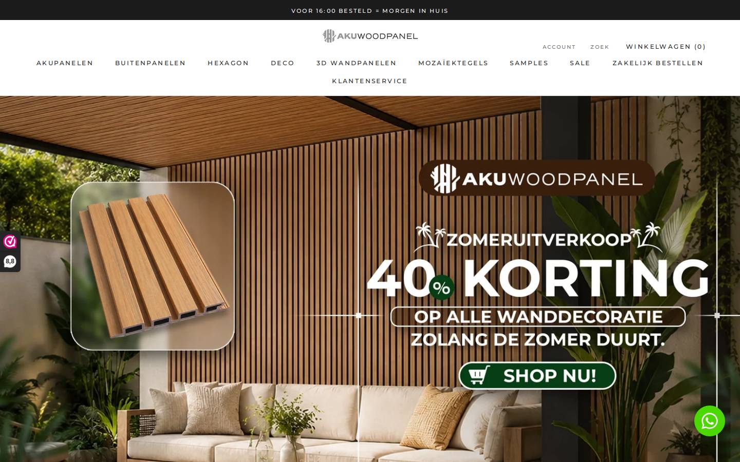 Akuwoodpanel homepage screenshot