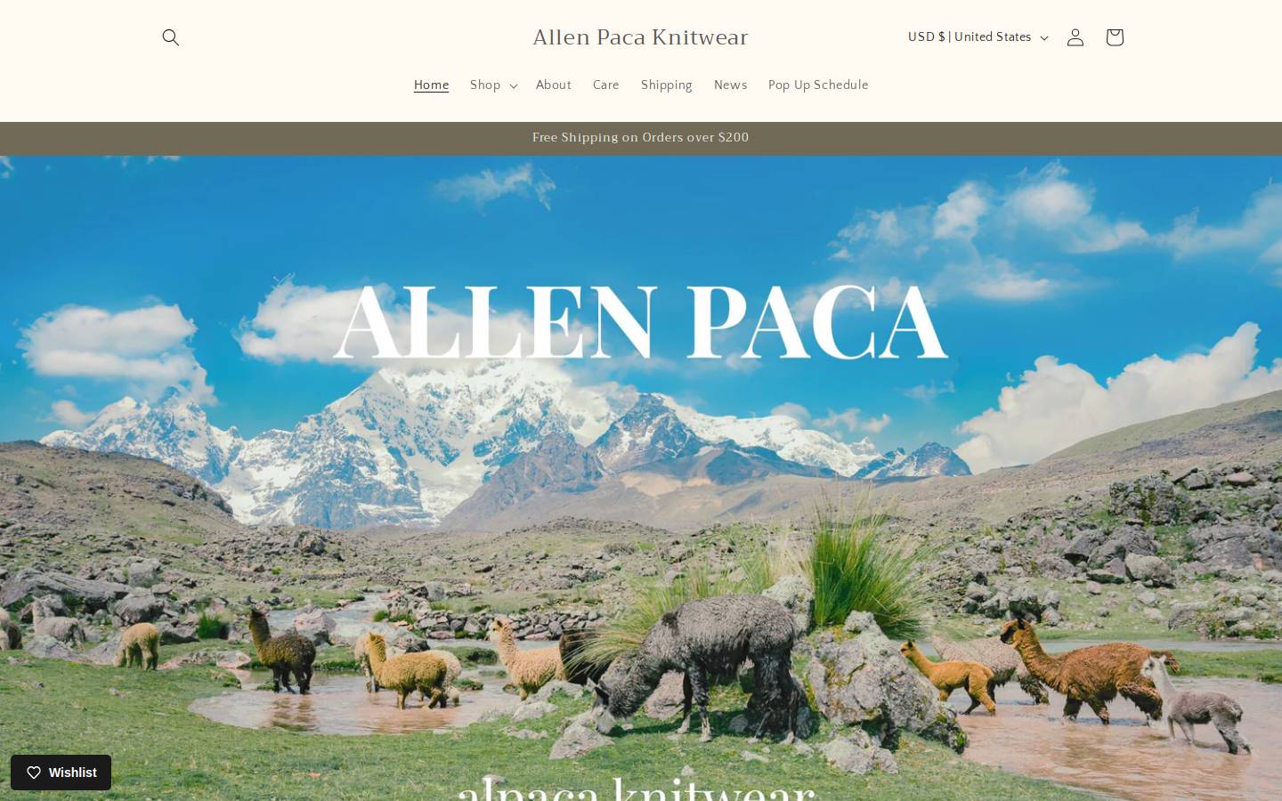 al-paca-apparel.com homepage screenshot