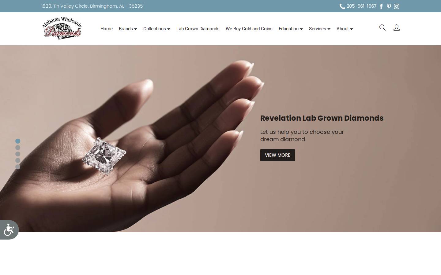 alabamawholesalediamonds.com homepage screenshot