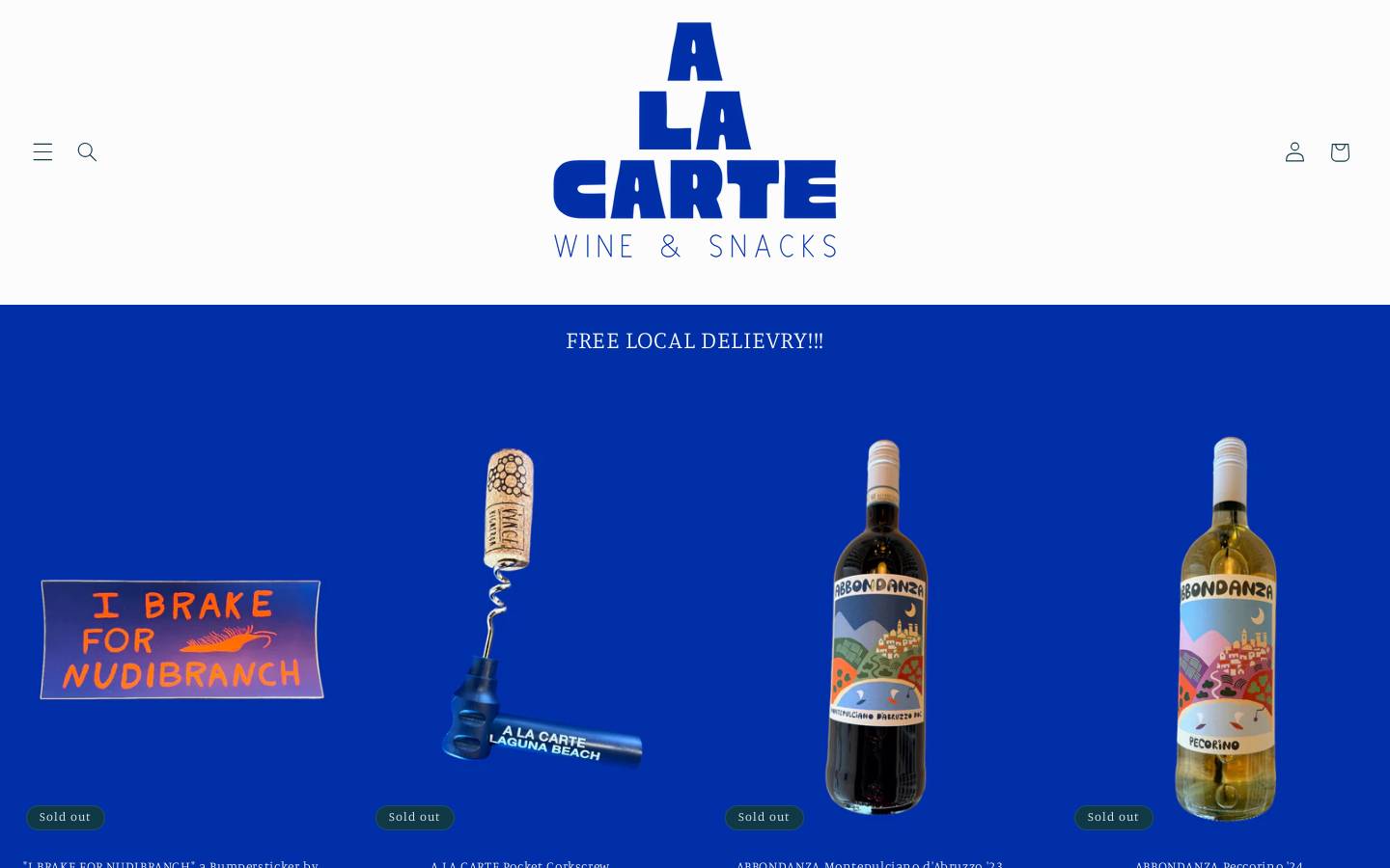 alacartewines.com homepage screenshot