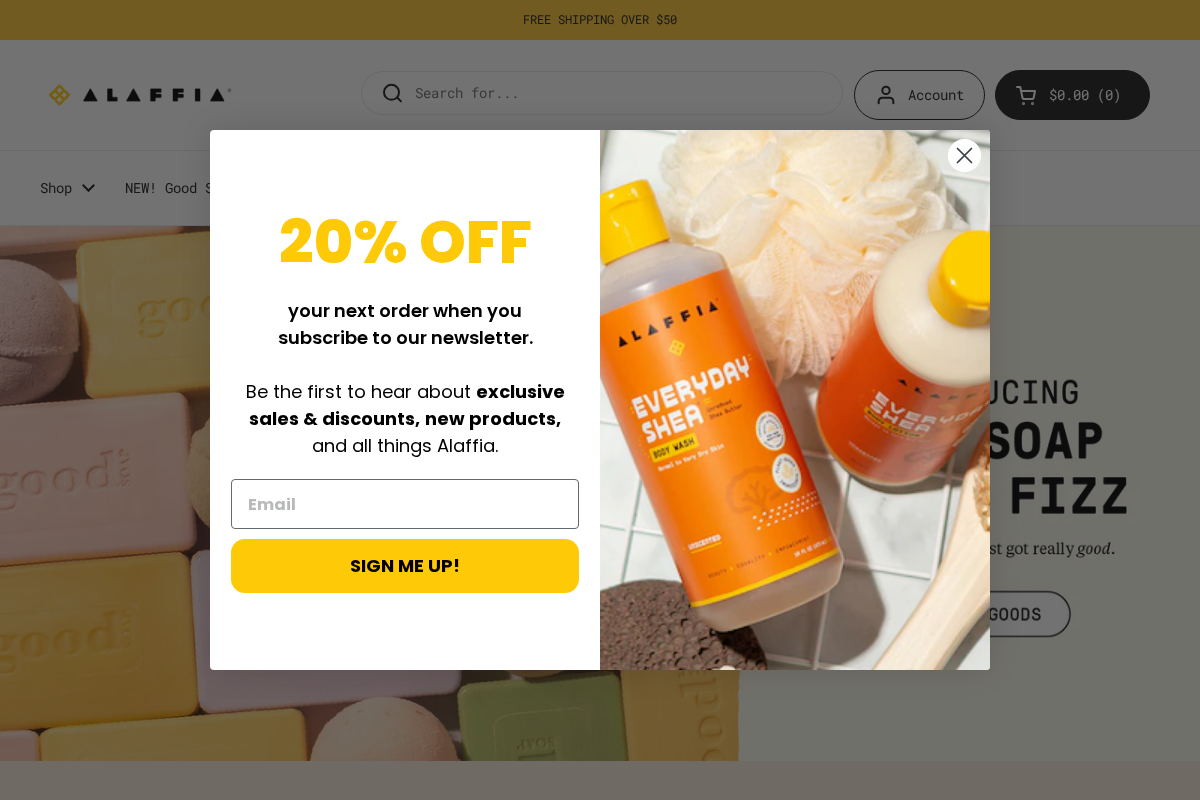 Alaffia homepage screenshot