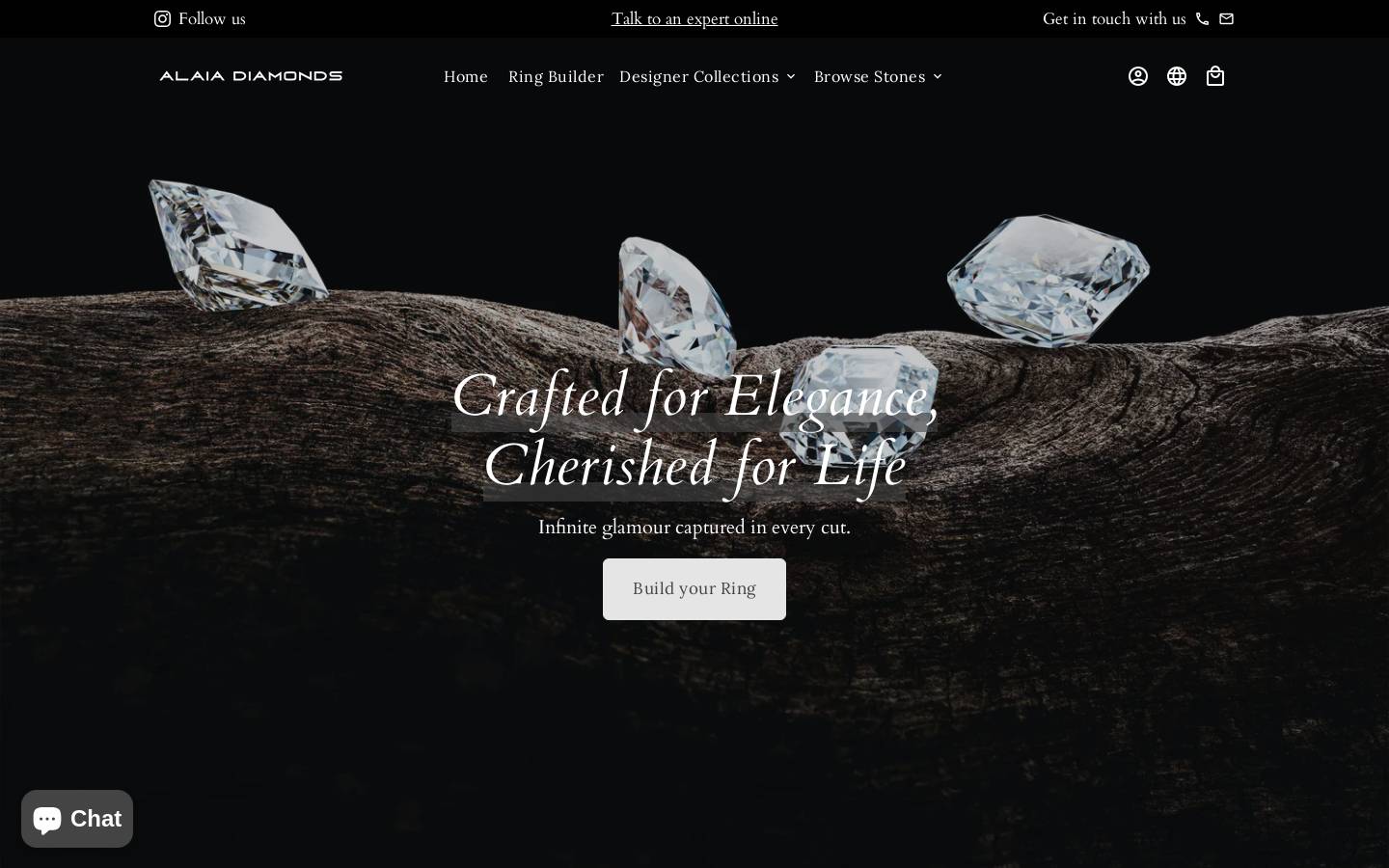 alaiadiamonds.com homepage screenshot