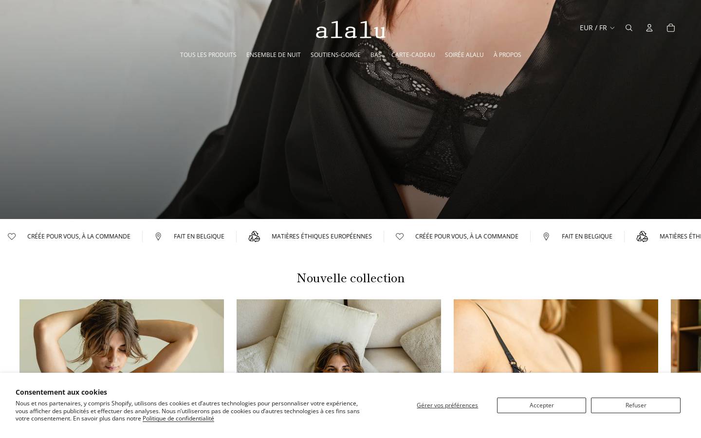 alalulingerie.com homepage screenshot