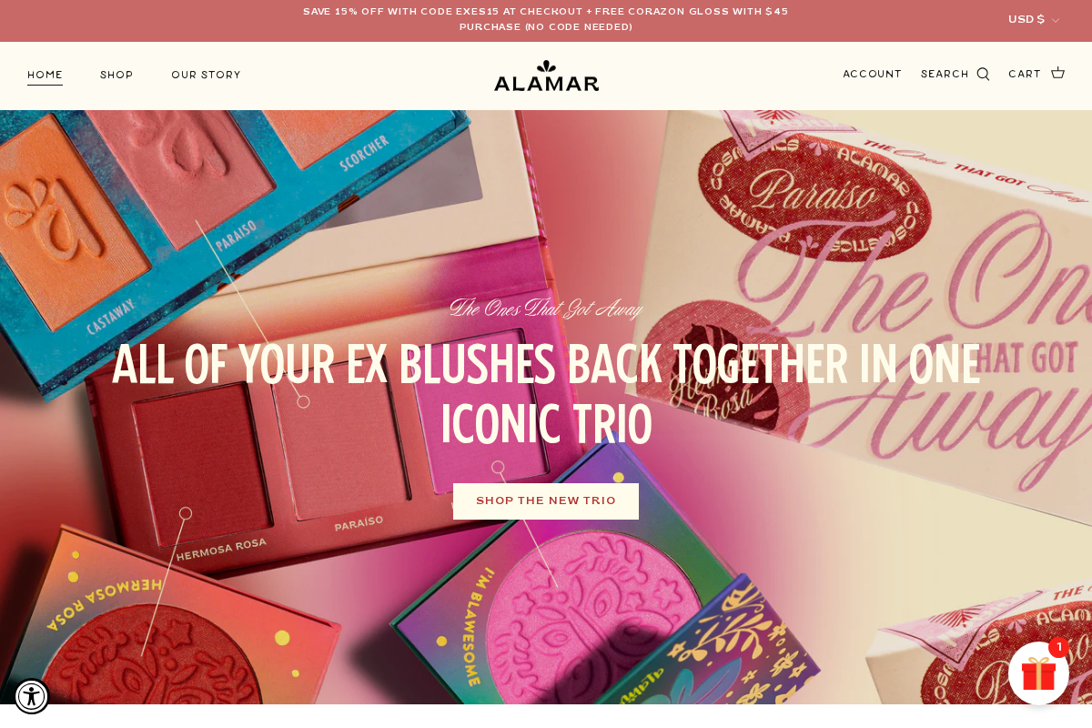 alamarcosmetics.com homepage screenshot