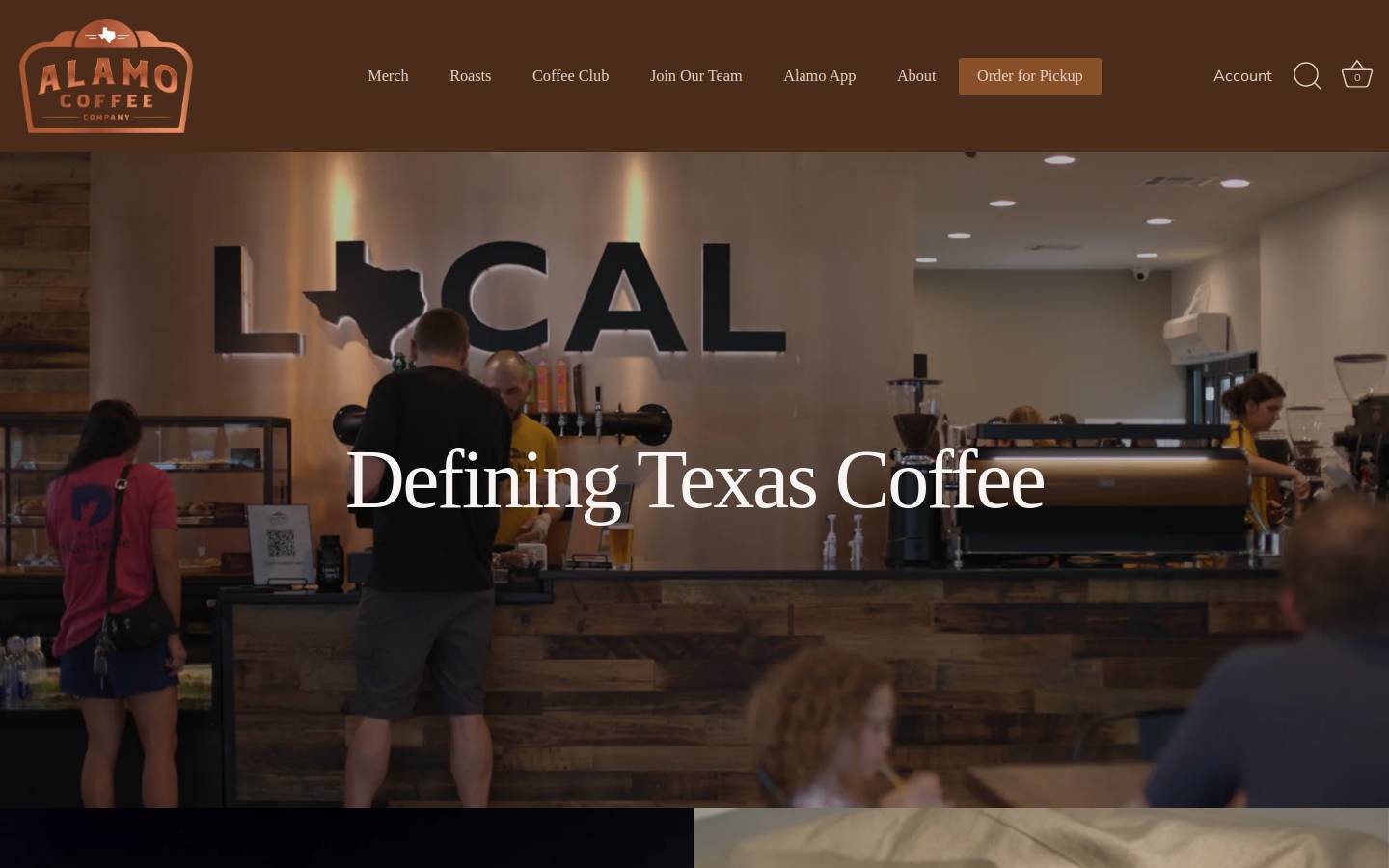 alamocoffee.com homepage screenshot