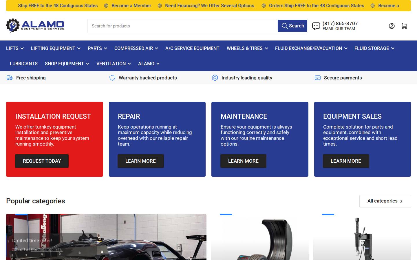 alamoequipment.com homepage screenshot