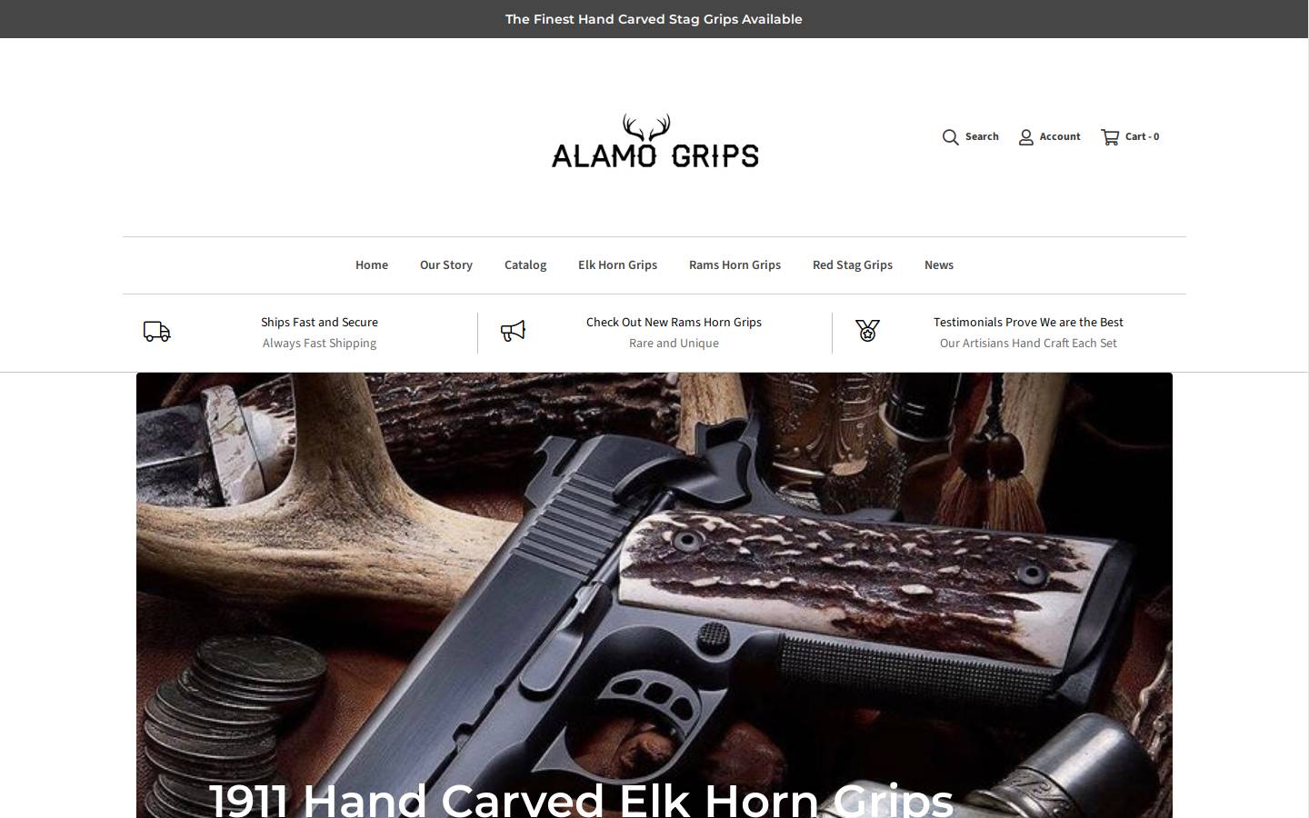 alamogrips.com homepage screenshot