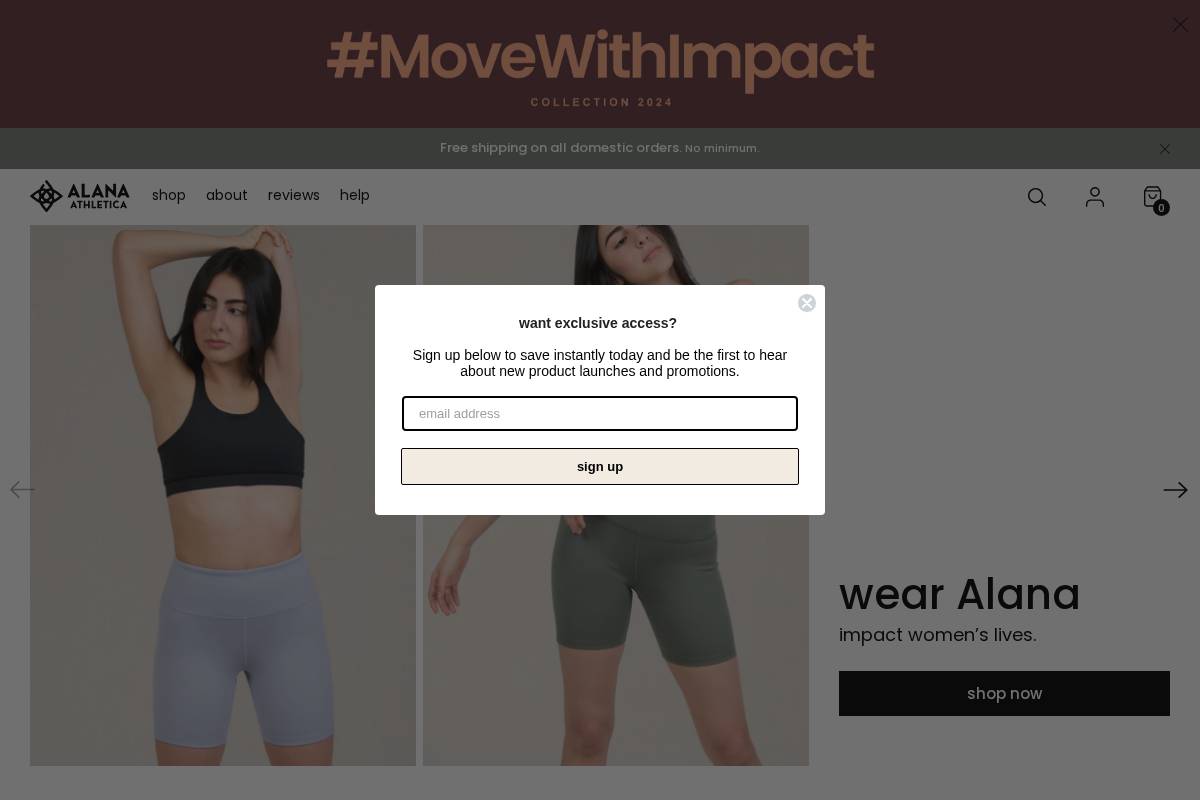 alanaathletica.com homepage screenshot