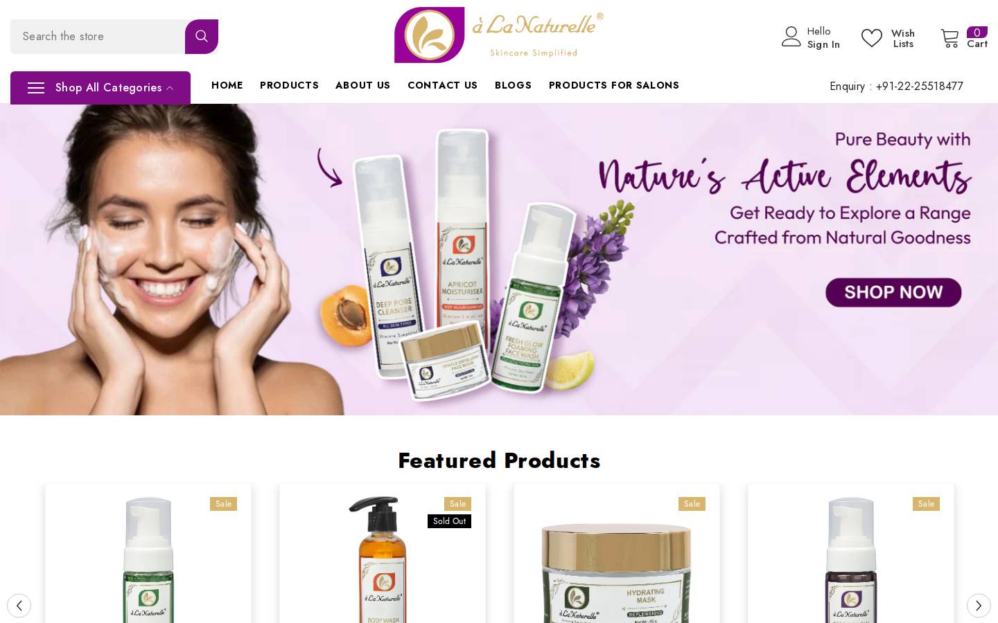 alanaturellecosmetics.com homepage screenshot