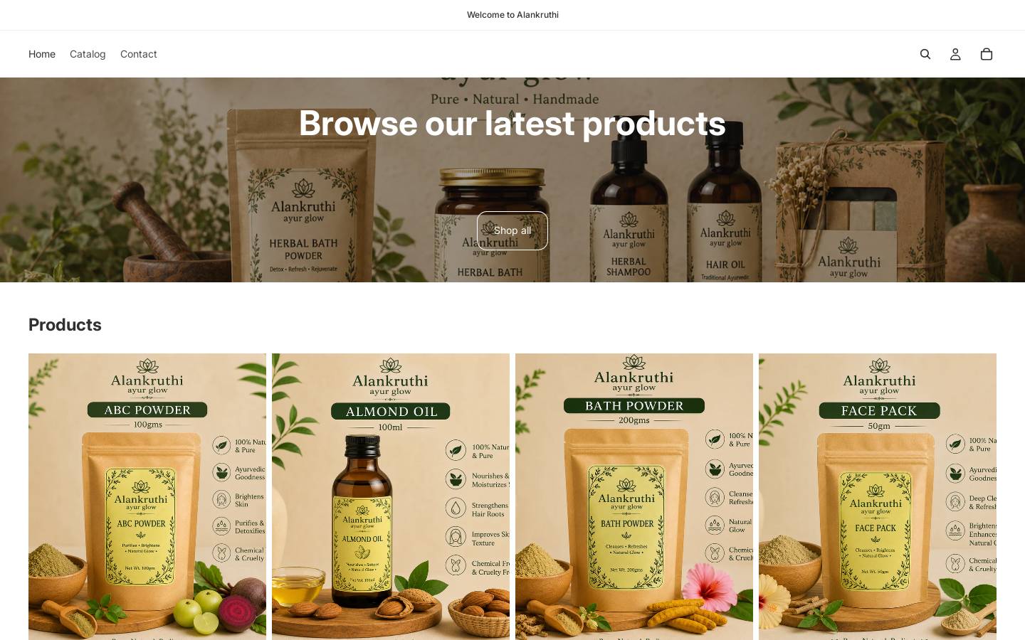 alankruthiayurglow.com homepage screenshot