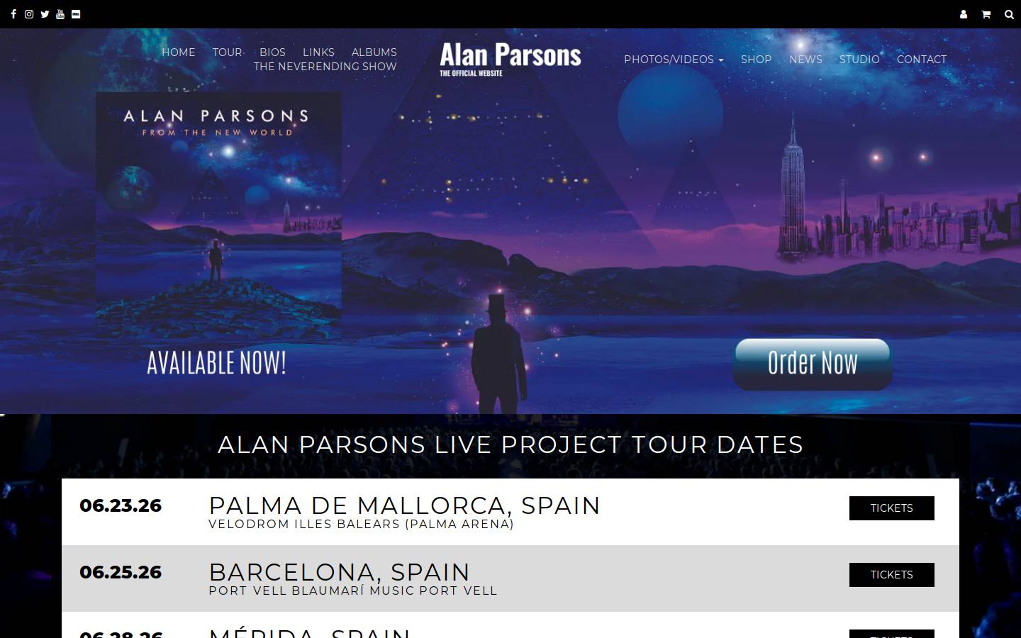 alanparsons.com homepage screenshot