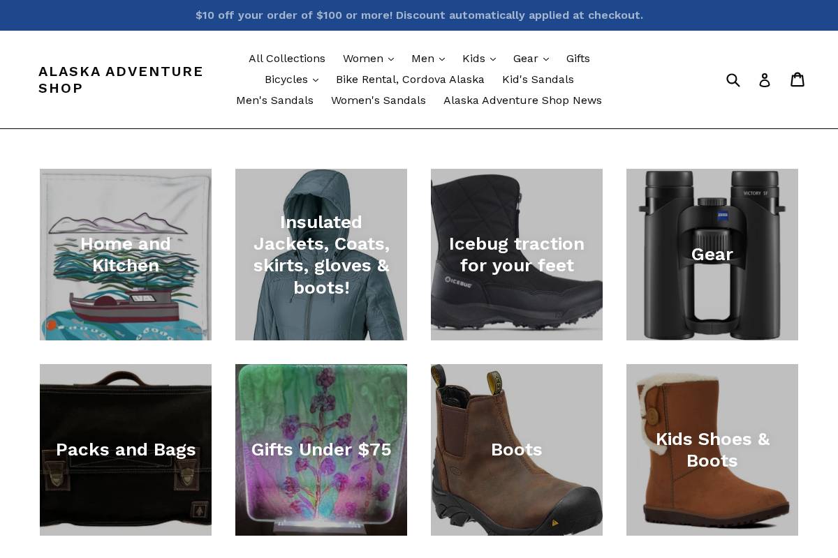 alaskaadventureshop.com homepage screenshot