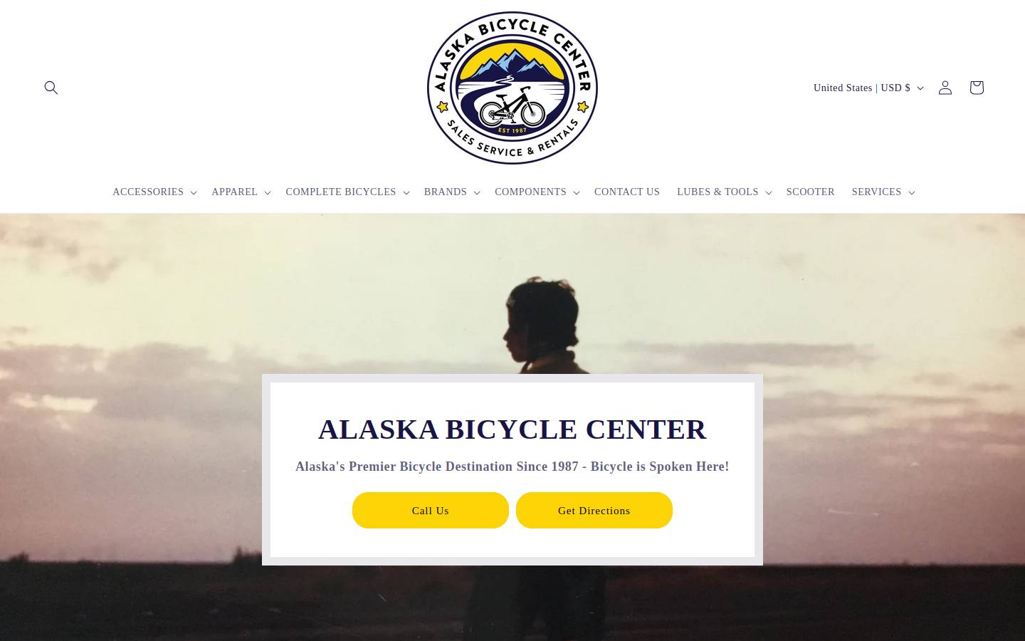 alaskabicyclecenter.com homepage screenshot