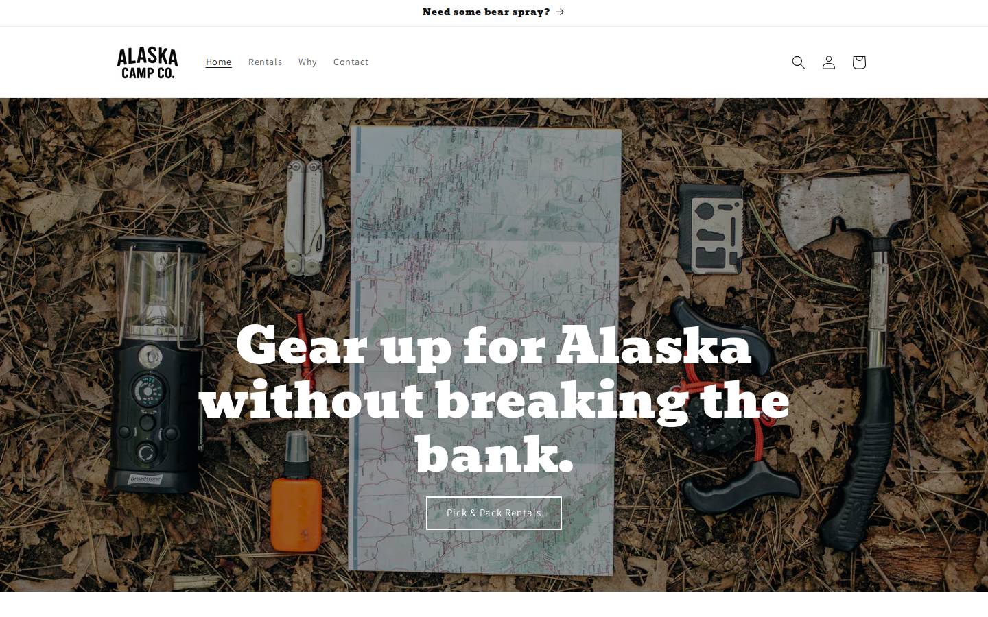 alaskacampco.com homepage screenshot