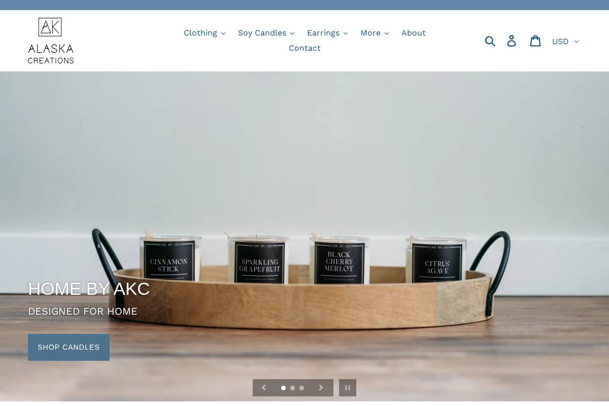 alaskacreations.net homepage screenshot