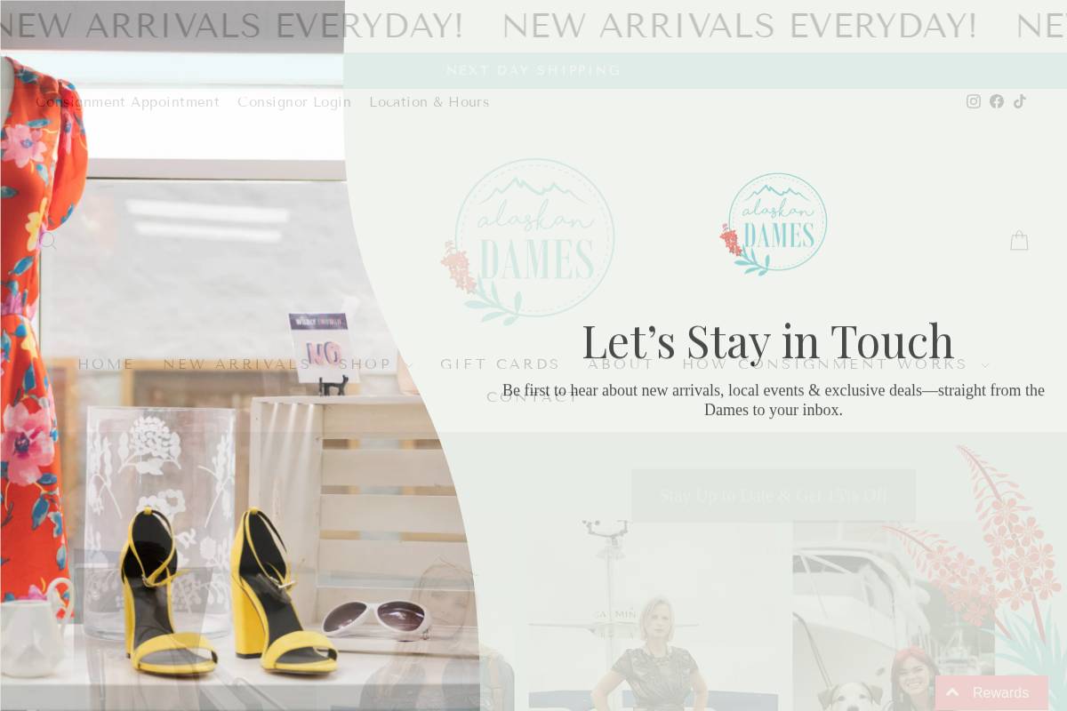 alaskandames.com homepage screenshot